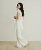 Adowl Nylon Flare Layered Skirt Pants - White