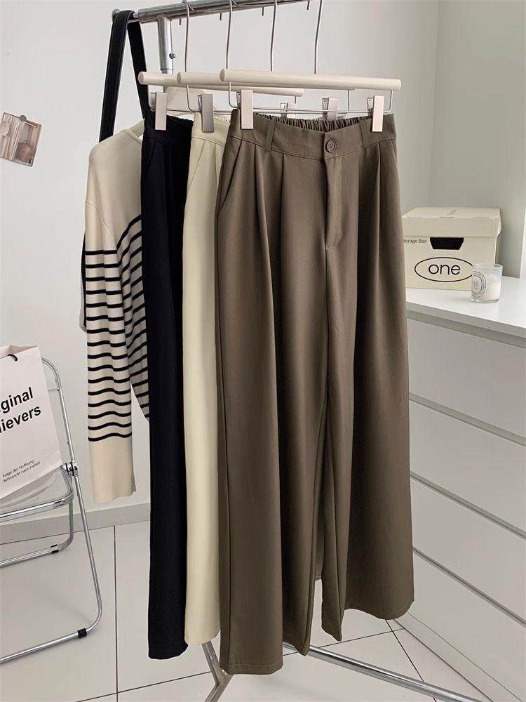Women's High Waist Wide Leg Suit Pants: Spring/Summer Loose Fit, Straight Cut, Floor-Length Trousers