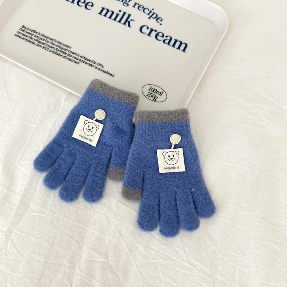 3-8 Years Old Thicken Velvet Children Knitted Gloves Elastic Winter Warm Gloves