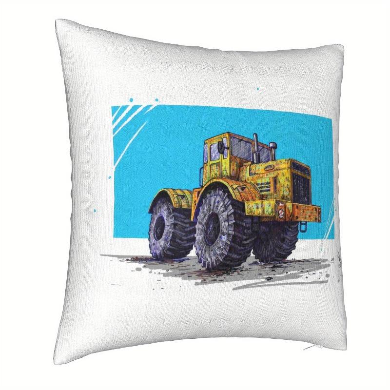 Short Plush Vintage Kirovets Tractor Pillowcase 18x18 Inch Double Sided Printed Farmhouse Decor Cushion Cover Zipper