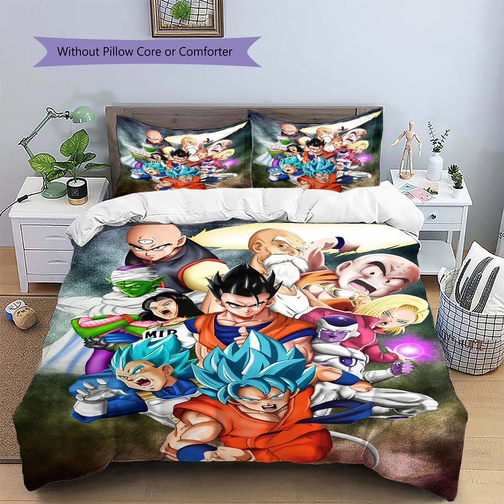 Dragon Ball Character Bedding Set, Classic Anime Art Bedroom Decoration, Exclusive Collector Gift.chl