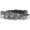 VidaXL Garden Lounge Set 11 Pcs with Cushions Wicker Resin Grey