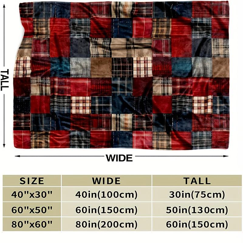 Gemütliche Vintage Büffelkaros Flanell Überwurfdecke - Weich & Warm für Sofa, Bett Büro Reise - Ideales Weihnachts- Oder Geburtstagsgeschenk