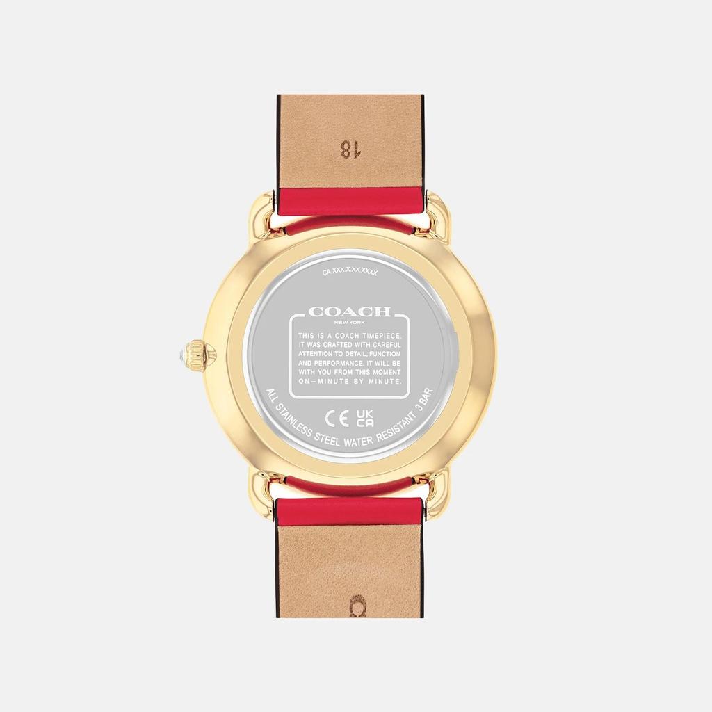Coach Elliot Gold Tone, Red Leather Strap 28mm Watch – 14504386