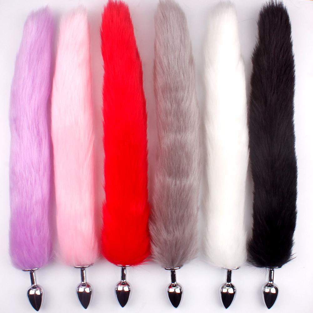Puntos Sex Toy Adult Long Imitation Fox Hair Metal Anal Plug Cosplay Couple Flirting