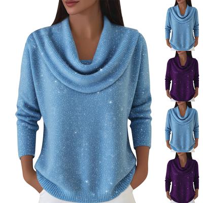 Damen Lässiger und Modischer Langärmliger Gestrickter Einfarbiger Oberteil-Pullover