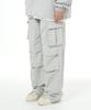 MOZMOZ Mesh-Lined Parachute Wide Pants Light Gray