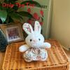 Cute Short Plush Bunny Doll With Fabric Dress For Gift Giving
