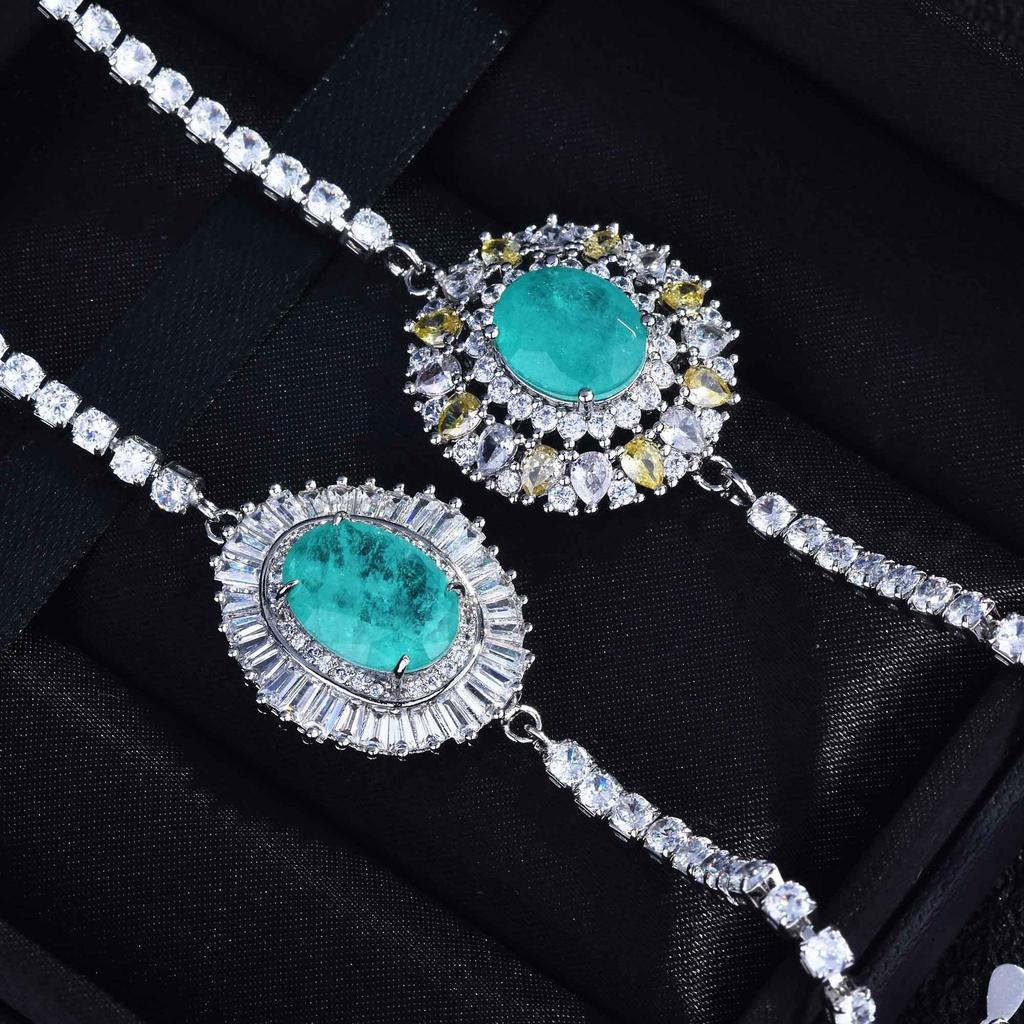 Luxury Full Diamond Imitation Natural Paraiba Bracelet Xiaohongshu Recommended Bracelet