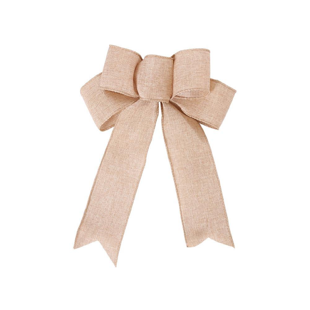 Christmas Decorations Red/Khaki Diy Bow Crafts Christmas Tree Decorations Flocking Cloth Bow Tie Charms For Christmas Atmosphere