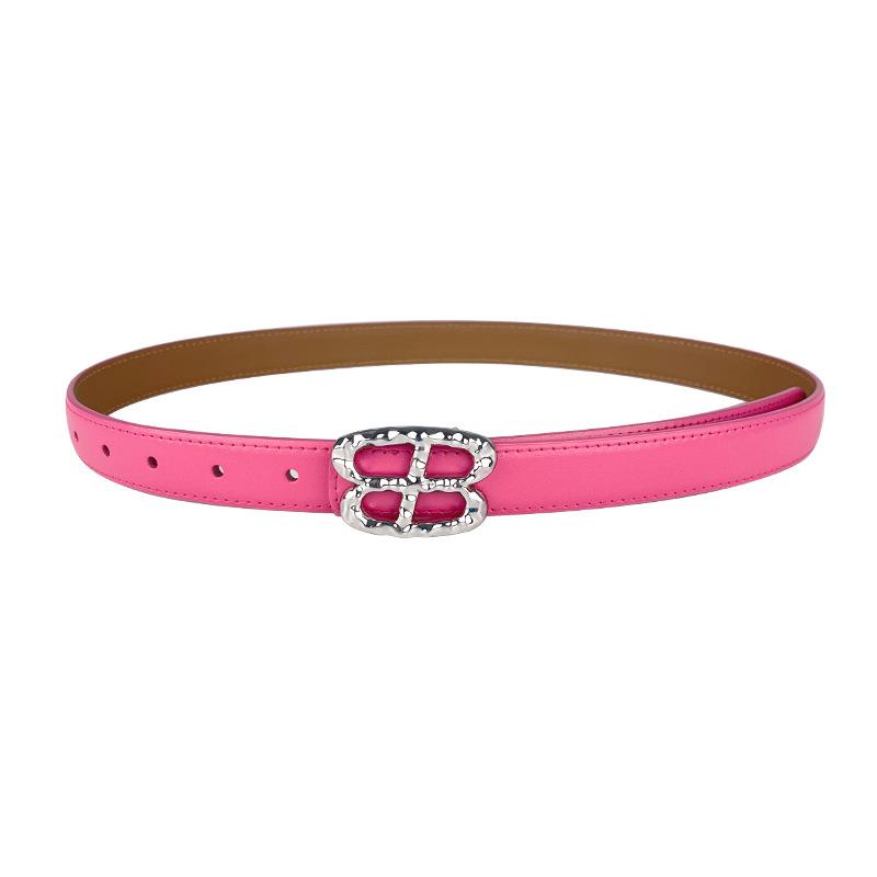 

Genuine Leather Ladies Red Belt, Cowhide Versatile, Simple and Fashionable Jeans, Decorative Belt, Rose Red 105cm