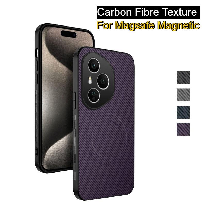 

for Magsafe Magnetic Case for Honor 400 Pro Matte Carbon Fiber Texture Shockproof Wireless Charging Cover Honor 400Pro 400 Lite Honor 400 (Global) чорний