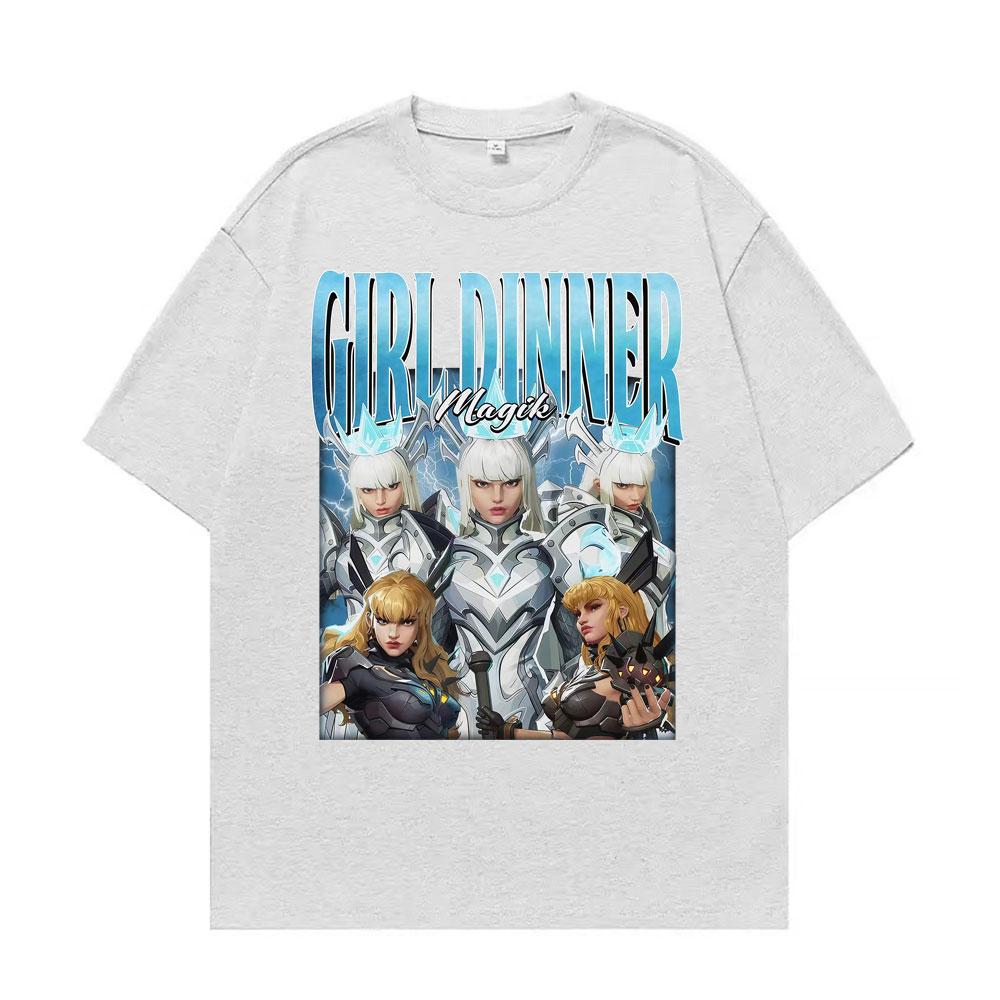 Anime Girl Dinner Magik Vintage Graphic T Shirt Marvel Rivals Characters T-shirts Men Women Y2k Fashion Casual Oversized T-shirt