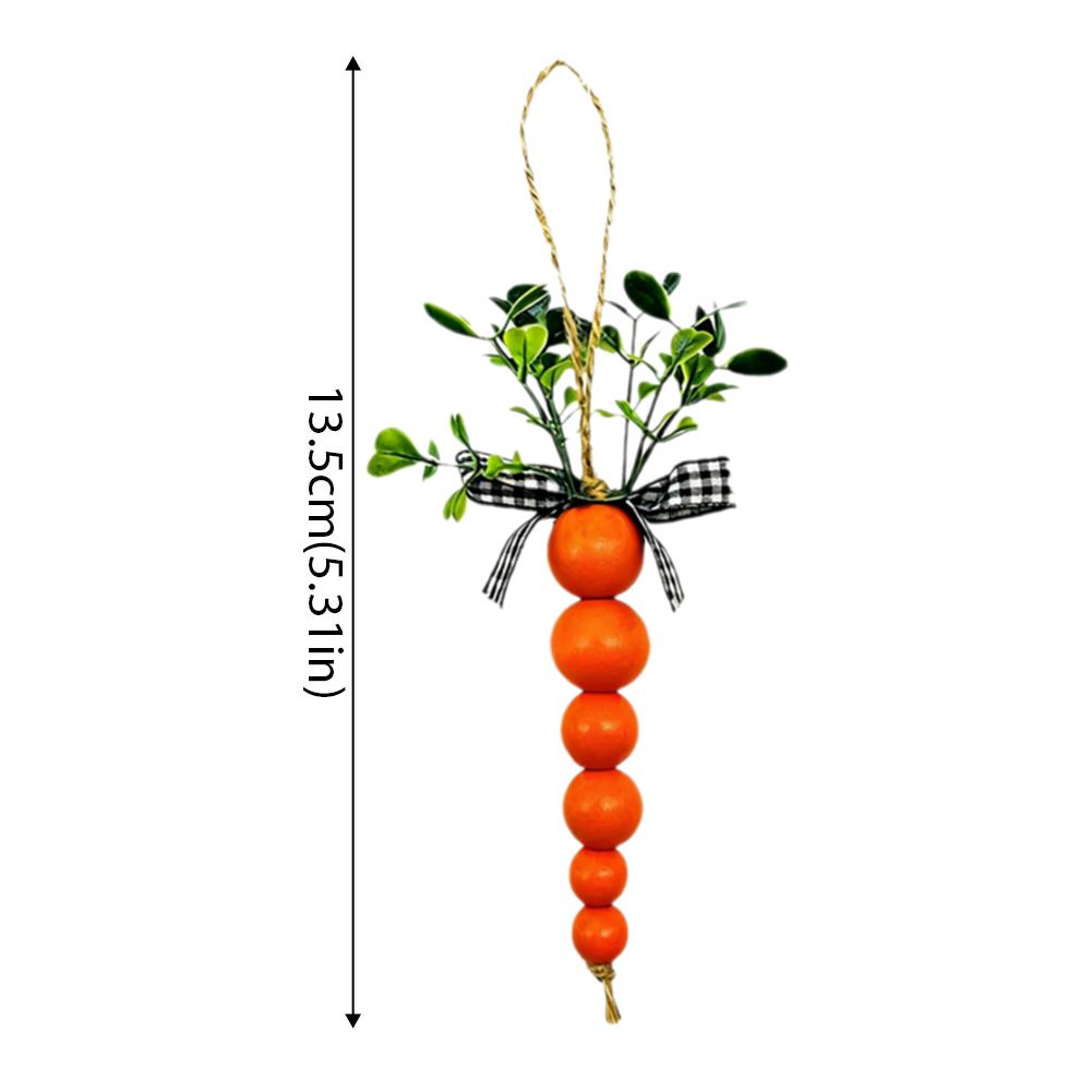 Wooden Easter Carrot Hanging Pendants With Bead String Ornaments For Spring Easter Party Farmhouse Home Decor Carrot Garland
