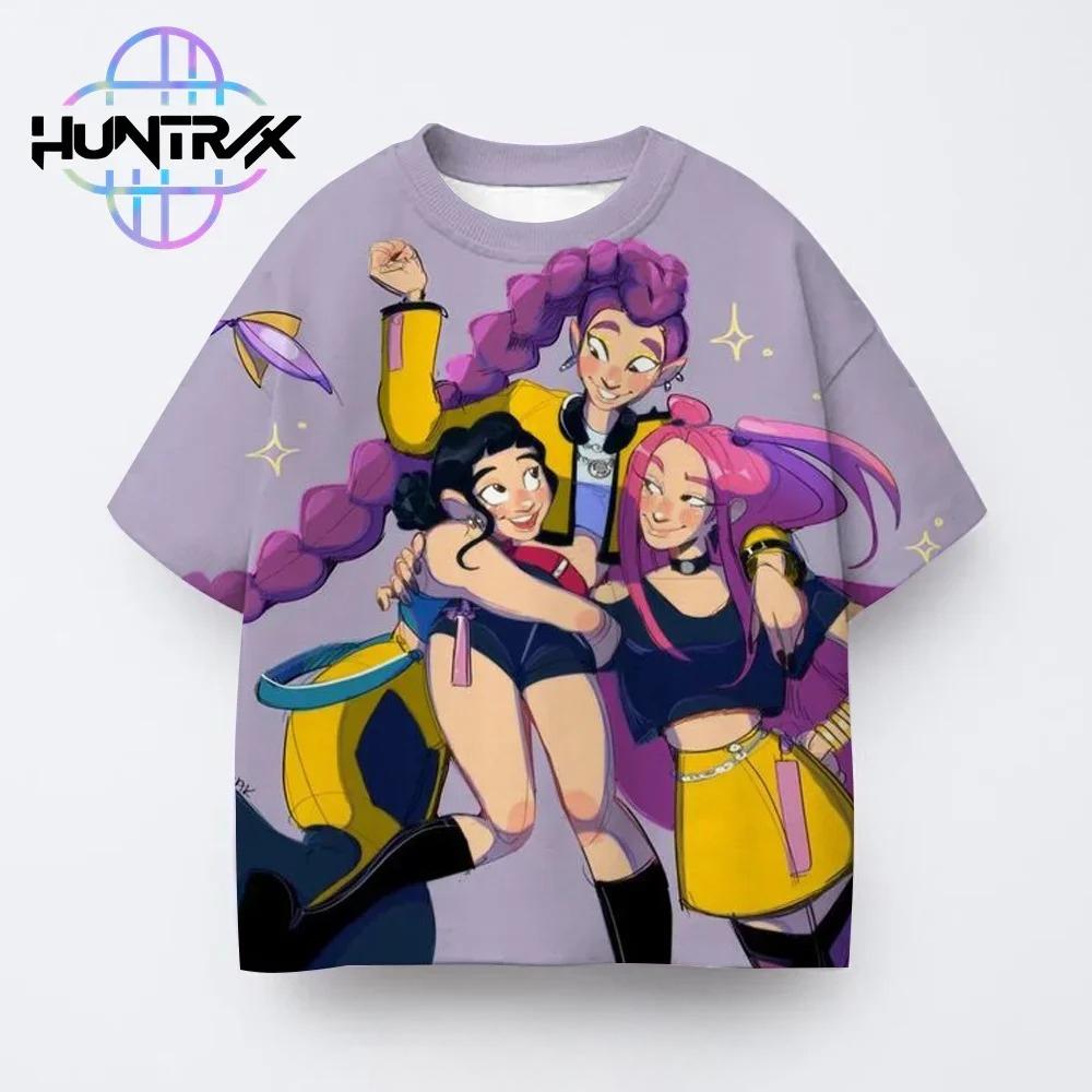 Kpop Demon Hunters 3D Print Sports Boy T-shirt Street Fashion Girl Group Harajuku Y2K Children Short-sleeve Clothing Summer Top