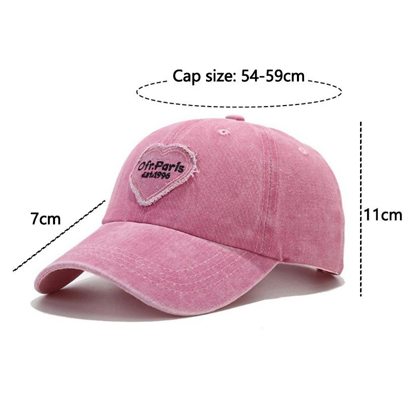 Koreańska czapka baseballowa damska wiosenno-letnia retro haft serce miłości snapback kapelusz dziewczęca moda naszywka ochrona przed słońcem czapki z miękkim daszkiem