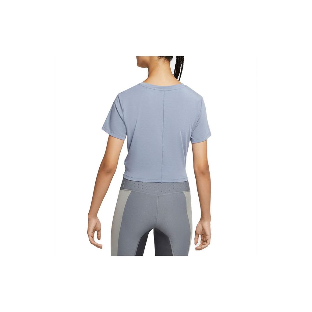 Nike One Luxe Reflective Logo Breathable Short Sleeve Training T-Shirt Women Tops Bright-Steel-Blue DD4922-493