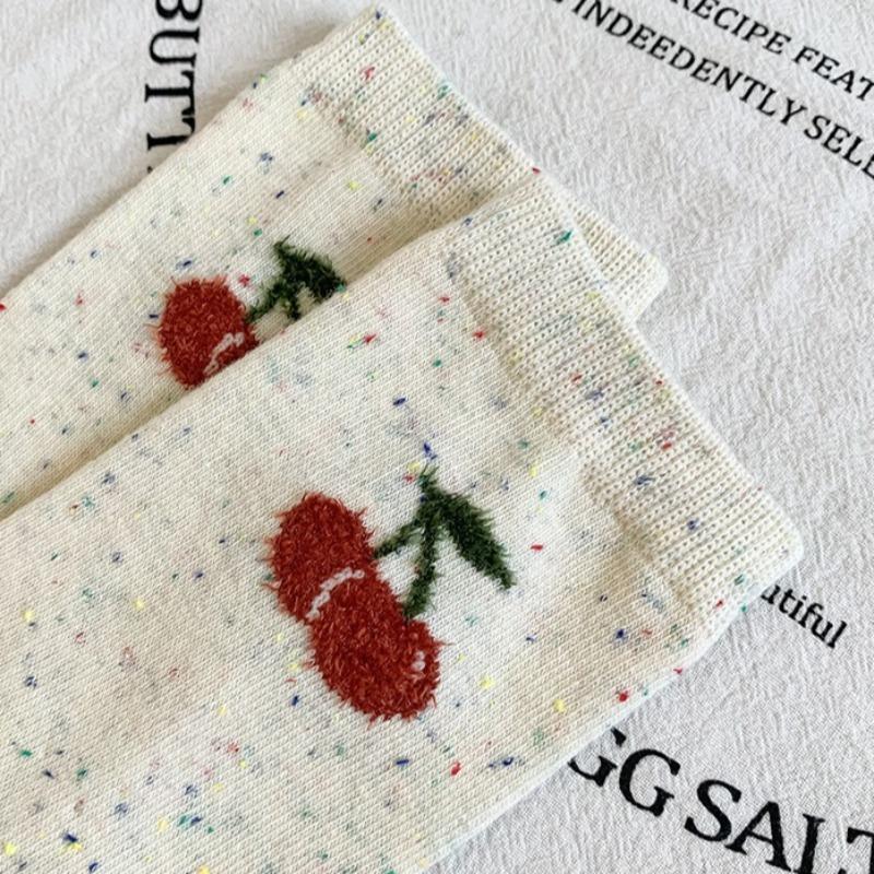 5 Paar Damen Baumwolle Mid-Calf Socken Cartoon Niedlich Preppy Stil Schweißabsorbierend Sommersocken für Damen