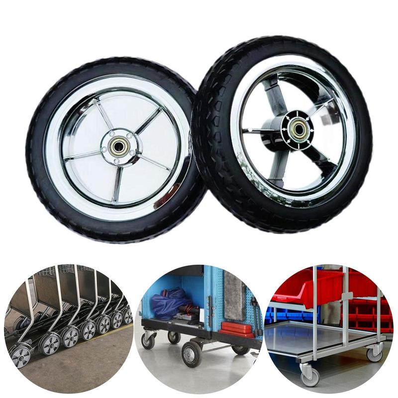 Pneumatic Wheel Trolley Cart Wheel Black 20cm Universal Fit for Shopping Basket on Wheels Wagon and Storage Cart