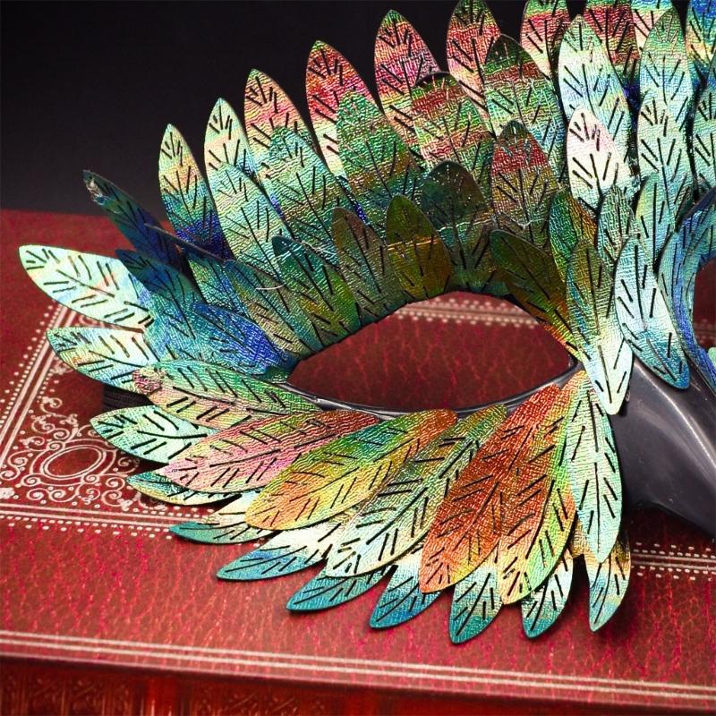 Maschera di Maschera Maschera d'Aquila Maschera Mezza Faccia Maschera per Role Playing Maschera da Festa Maschera con Becco d'Uccello e Piume Maschera per Costume di Halloween