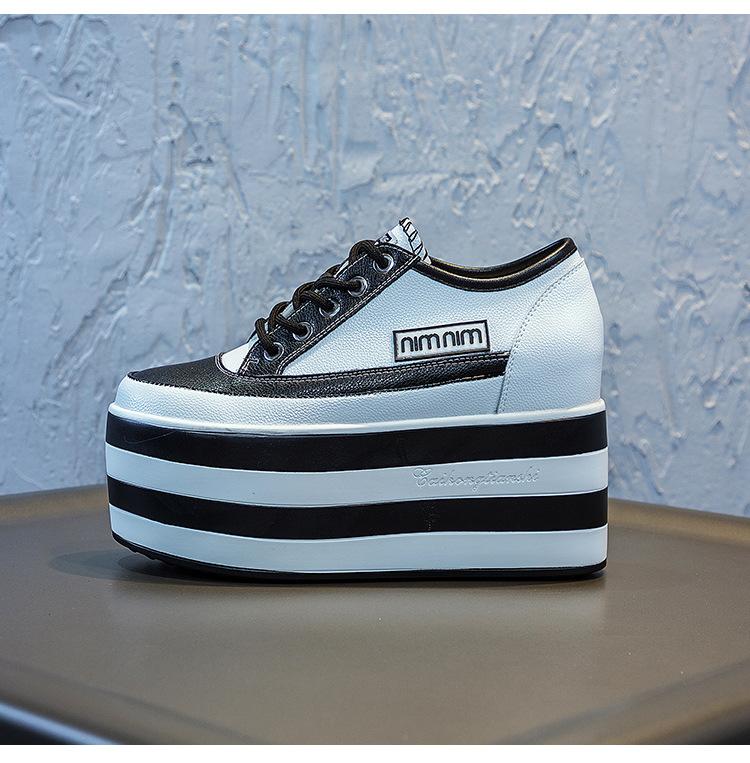 Fashion Fashionable Women's White Wedge Casual Shoes Spring Autumn New Arrival with Thick-soled Platform and Internal Height Increase