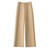 Khaki Women's Wide-Leg Pants – Spring/Autumn 2025: Draped, Nine-Point, Casual Straight-Leg Fit.