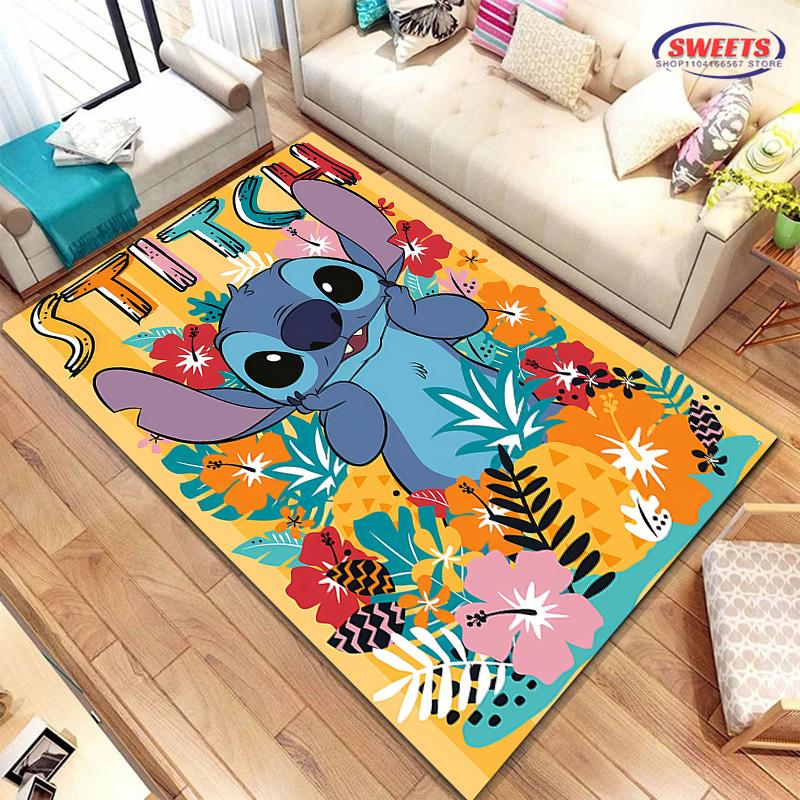 NO.3 Disney Lilo & Stitch Temalı Halı! Yatak Odası Oturma Odası Yatak Matı, Kaymaz Zarif Ev Dekorasyonu, Dayanıklı Makinede Yıkanabilir Halı