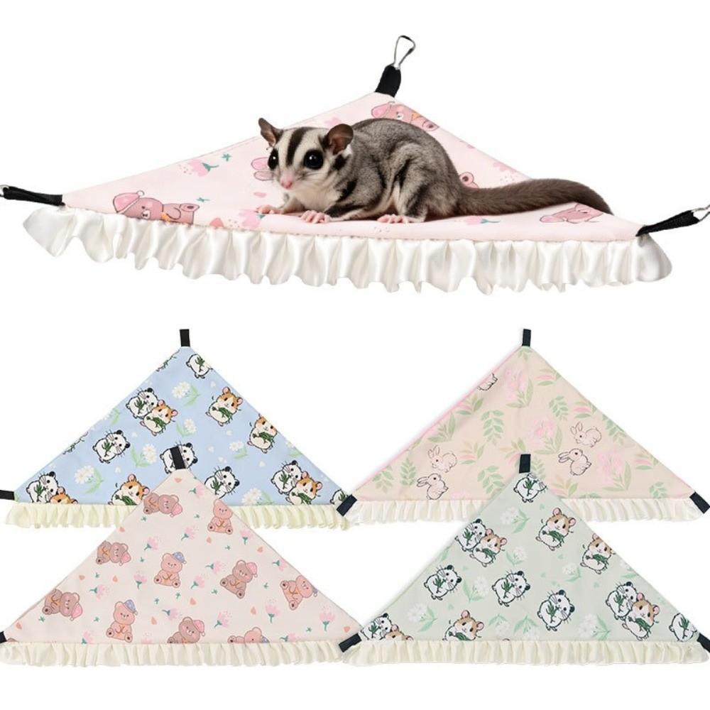 New Ice Feel Pet Hanging Hammock Single-Layer Breathable Cooling Bed Cartoon Pattern Multi-size Guinea Pig Hammock Summer Use