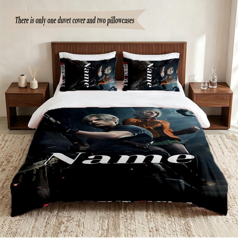 Resident Evil Personalized Custom Name 3‑Piece Bedding Set Soft Duvet Cover Set For Bedroom Home Decor