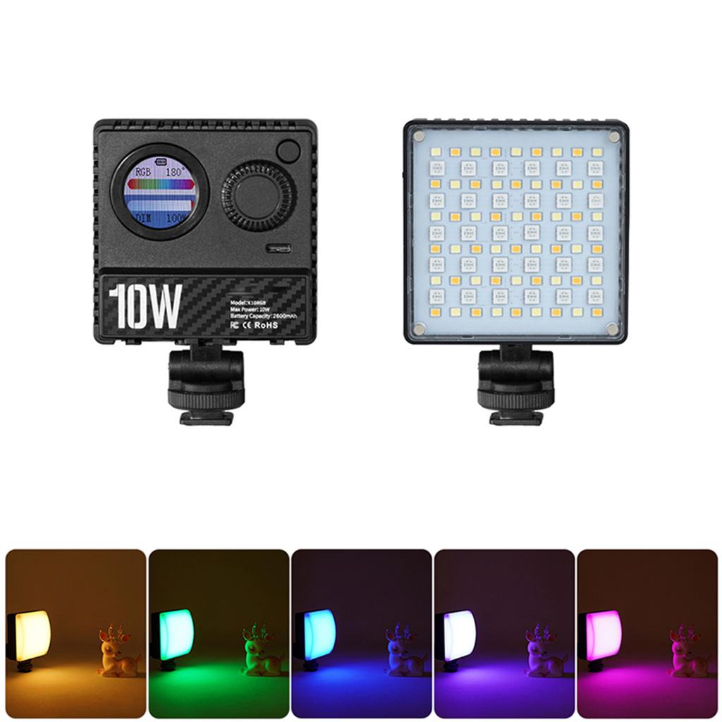Portable RGB Fill Light 10W Rechargeable 84 LED Video Lights 1800K-9000K Dimmable Vlog Light for Photography with 120 Beam Angle