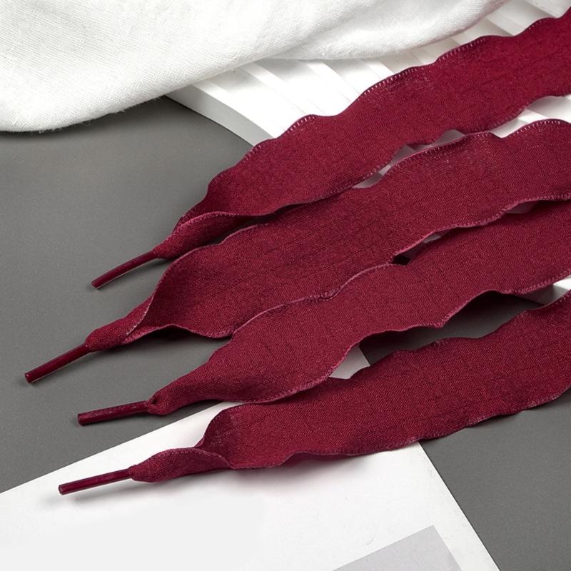 Decorative Footwear Laces 140cm/55.12in Flat Fabric Ruffle Ribbons for Canvas Footwear and Daily Outfit Styling Pair
