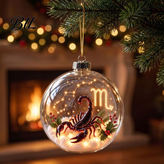 Festive Home Holiday Accents Zodiac Christmas Ornament, Twelve Sign Hanging Decoration, 2D Acrylic Decorative Ornaments for Holidays Horoscope Pendant