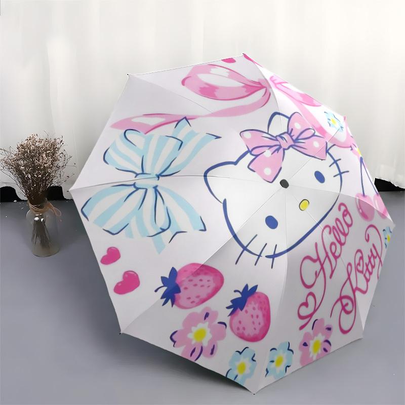 1pc Hello Kitty Floral Bows Umbrella with Plastic Handle,Suitable for All Seasons Home Travel Outdoor UmbrellaSanlio543
