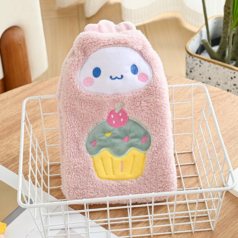 Plush Cartoon Hot Water Bottle with Inflatable Liner - Washable Hand Warmer for Girls