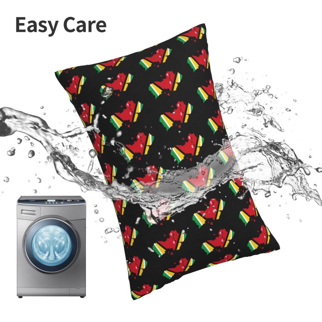 Guyana Flag Map Smile With Love Rectangle Pillowcase Cushion Cover Decorative Bedroom Bed Home Comfort Throw Pillow