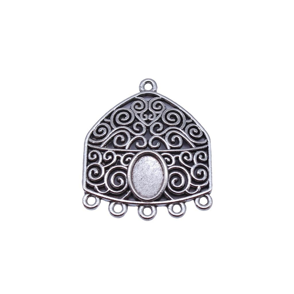 Floral Multi Loop Charm Vintage Filigree Findings Fit Flat Cabochon For Jewelry DIY