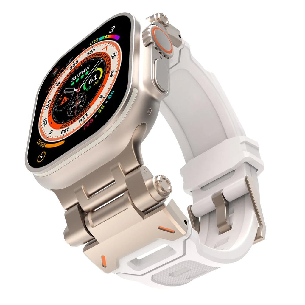 Silicone Strap for Apple Watch Strap Ultra 3 49mm 46 45 44 42mm Titanium Color Sports Watch Band for IWatch 11 10 9 87 6 5 4 SE3