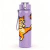 1PC Tabby Cat Playing Soccer Print 750ml Color Plastic Sports Water Bottle Leakproof Flip Straw Lid Suitable for Sports Office Home Use