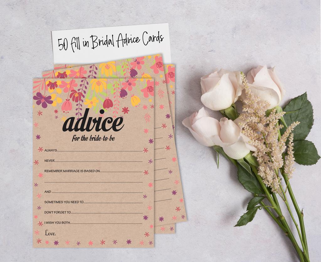 Inkdotpot Bridal Shower Games Advice For The Bride Set Of 50A Rustic Kraft FloralA Mad Libs Game