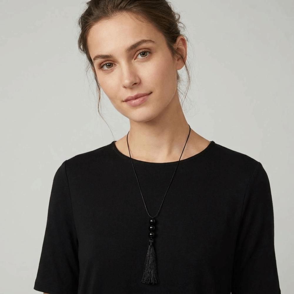 Resin Tassel Choker Long Rope Women Collarbone Chain Neck Pendant Beads Necklace  Bride