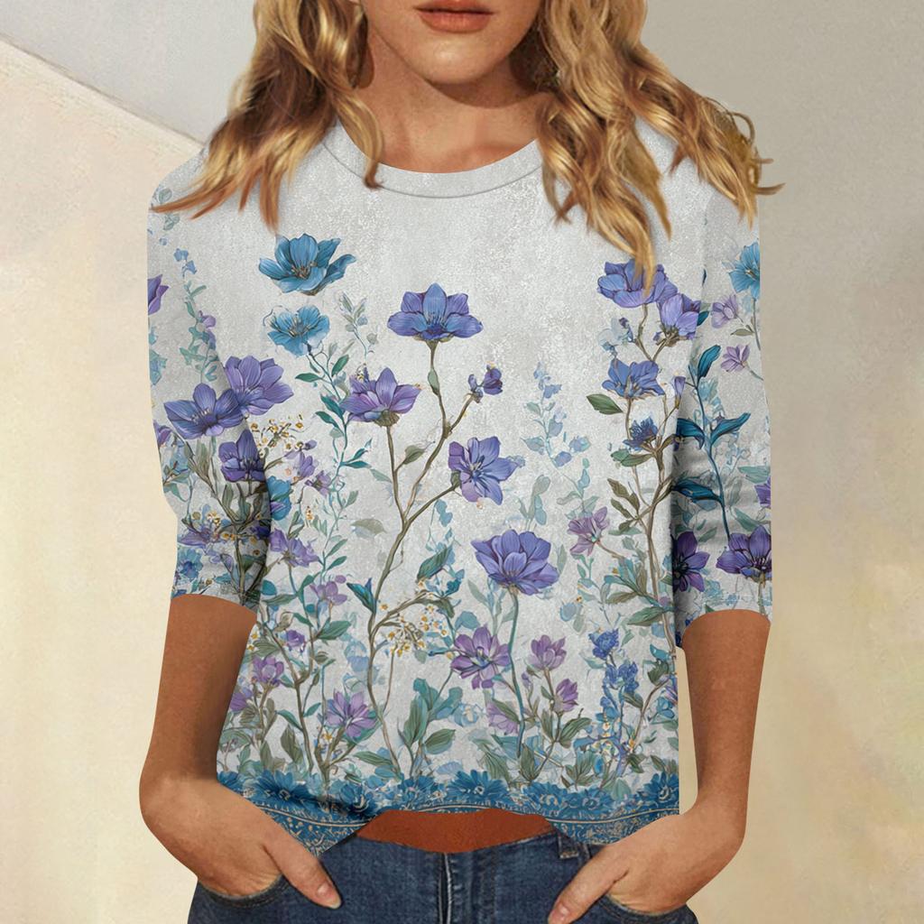 Damen 3/4-Ärmel Shirts Grafik-T-Shirts Shirts Lässige Basic-Tops Pullover
