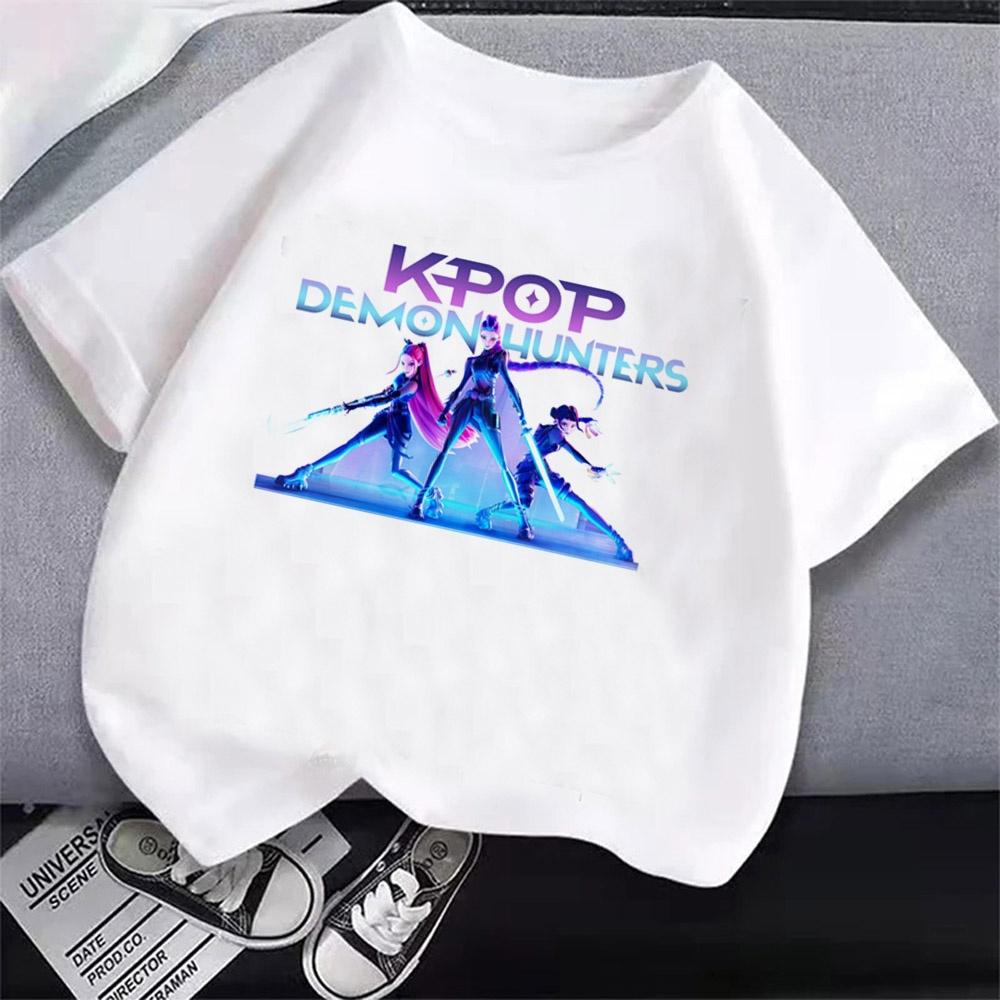 2025 Kpop Demon Hunters Children's Clothing Short Sleeve T-shirt Cute Kpop Demon Hunters T Shirt Harajuku Tshirt for Boys Girls