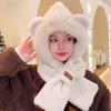 Winter Cute Bear Plush Hat Scarf Gloves Set With Windproof Warmth For Women