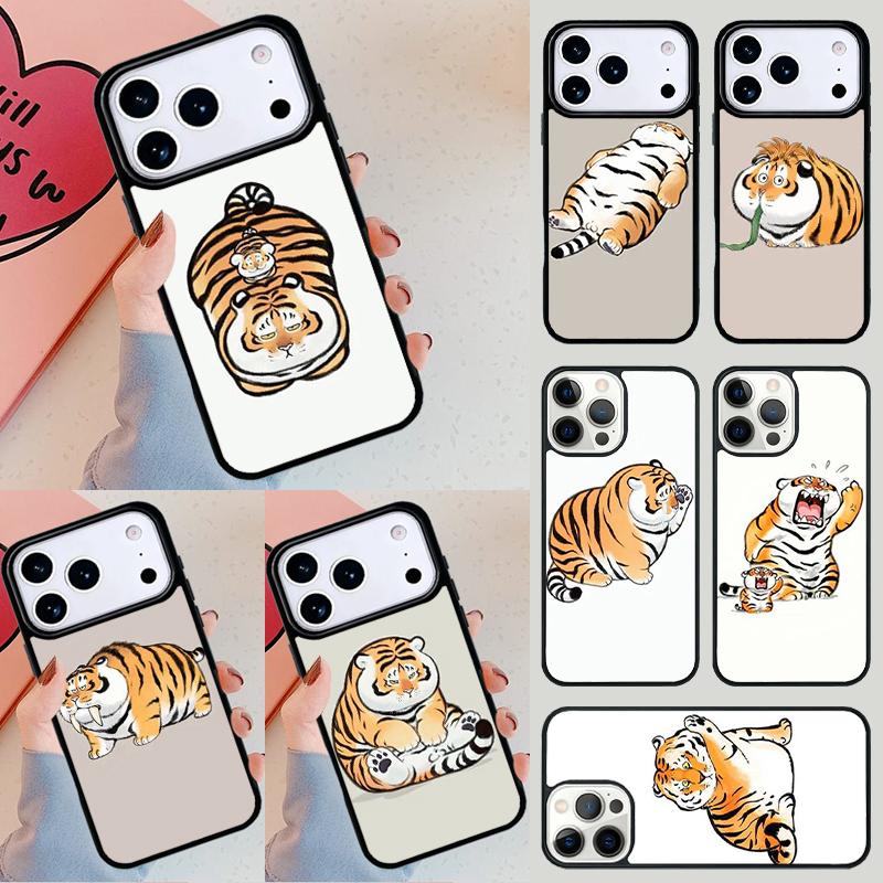 fat tiger Cartoon Funny Phone Case For Apple iPhone 17 Air 16E 15 14 Plus 13 12 11 Pro Max Mini Funda Cover