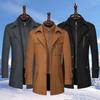 Cappotto di Lana da Uomo Collo Alto Revers Manica Lunga Monocolore Lunghezza Media Cappotto da Lavoro Chiusura con Zip e Bottoni Giacca a Vento da Lavoro