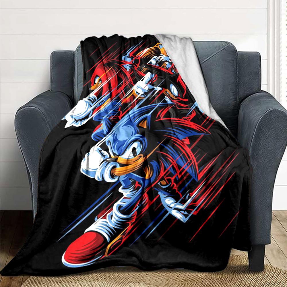 1Pc Sonic Adventure Team Sonic Blanket For Couch Bed Plush Cozy Fuzzy Blanket Super Soft Warm Blankets For Fall And Winter 0918237
