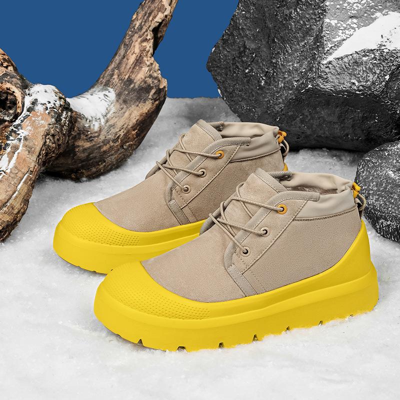 Stejné pro muže i ženy v zimě 2025, nové ležérní všestranné sametové teplé sněhule, větruodolné kotníkové boty a bavlněné boty proti mrazu.