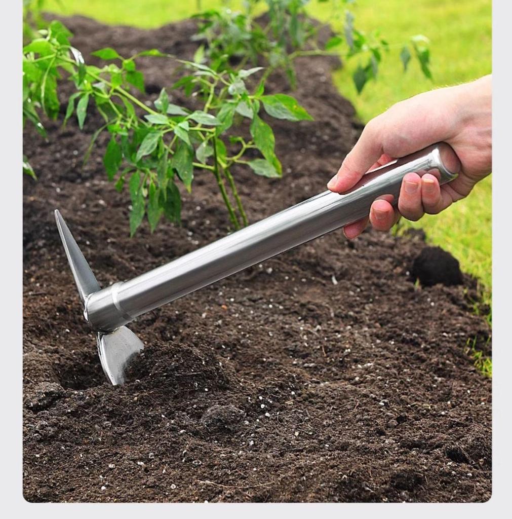 Stainless Steel Dual-Use Hoe Rake: German Agricultural Tool for Gardening and Planting