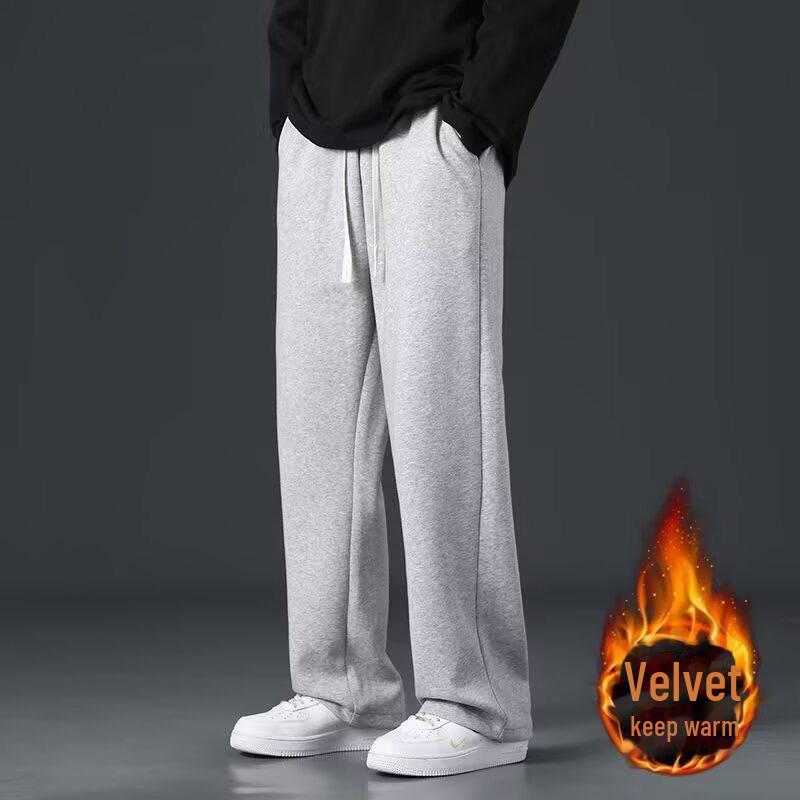 Men's Gray Summer Lightweight Wide-Leg Sweatpants - Casual, Versatile, Loose-Fit Sports Pants