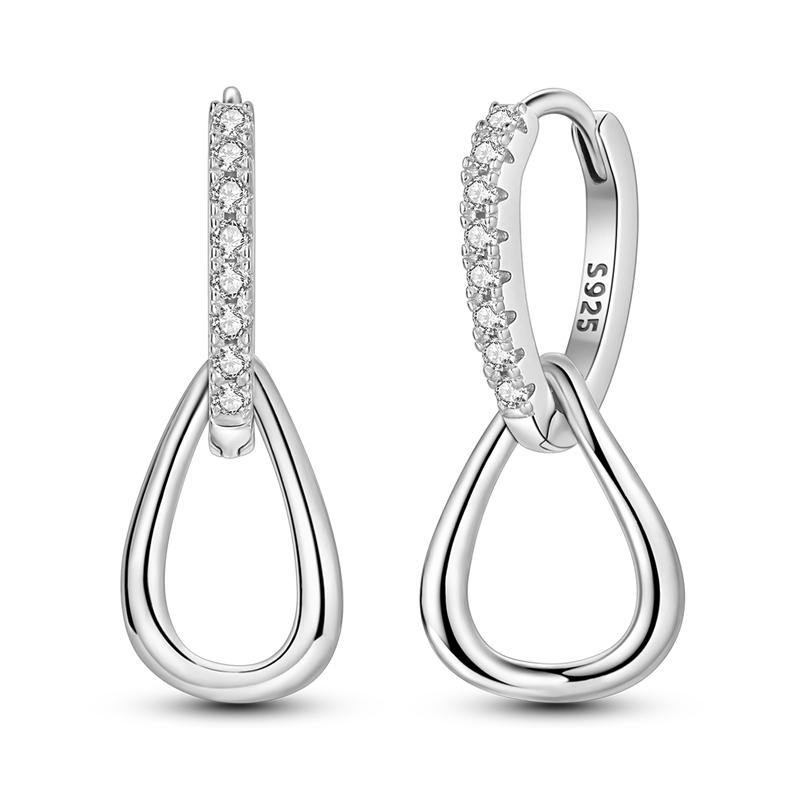 925 Sterling Silver Cubic Zircon Earrings Double  For Women Heart Star Moon Earrings Elegant Birthday Jewelry Gifts